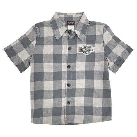 Harley-Davidson Little Boys' B&S Short Sleeve Plaid Shirt