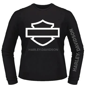 Harley-Davidson Men's White Outline Bar & Shield Long Sleeve T-Shirt