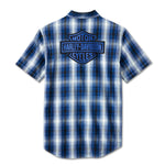 Harley-Davidson Men's Bar & Shield Short Sleeve Plaid Shirt - Blue