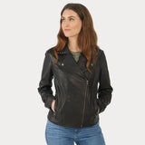 Harley-Davidson Women's Classic Eagle Studded Leather Jacket (lifestyle shot)