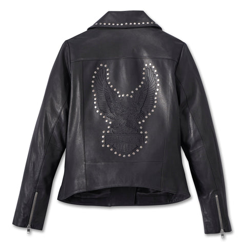 Harley-Davidson Women's Classic Eagle Studded Leather Jacket (back)