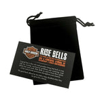Ride Bells come with a velvet pouch and description card, perfect for gifts.
