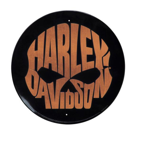 Harley-Davidson Copper Skull Round Tin Sign