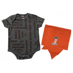 Harley-Davidson Baby Boys' Orange Printed H-D Creeper & Doo Rag Set - Dark Gray 2554127-