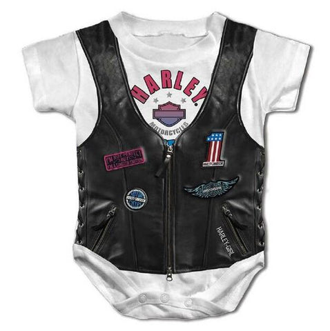 Harley-Davidson Baby Girls Faux Leather Vest Creeper