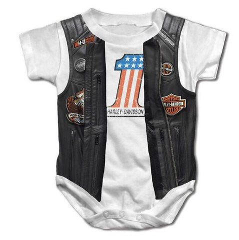 Harley-Davidson Baby Boys Printed Faux Leather Vest Creeper