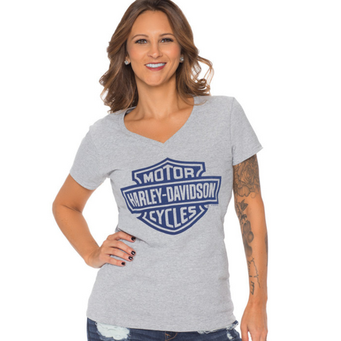 Harley-Davidson Women's Grey Bar & Shield T-Shirt, 40290937 (front)