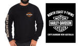North Coast V-Twins x Harley-Davidson Men's Left Chest Logo Long Sleeve T-Shirt, 40290923. (back print white)
