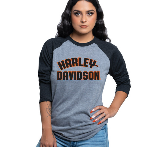 Harley-Davidson X NCVT Women's Jersey Baseball Sleeve T-Shirt, 40290941 (front)