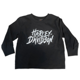 Harley-Davidson Painted Text Kids Long Sleeve T-Shirt, 40291218 (front)