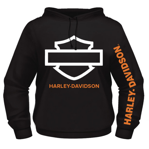 Harley-Davidson Men's White Outline Bar & Shield Hoodie, 40296363 (front)