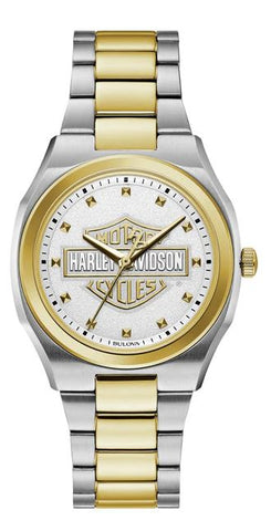 Harley-Davidson Womens B&S Silver & Gold Watch