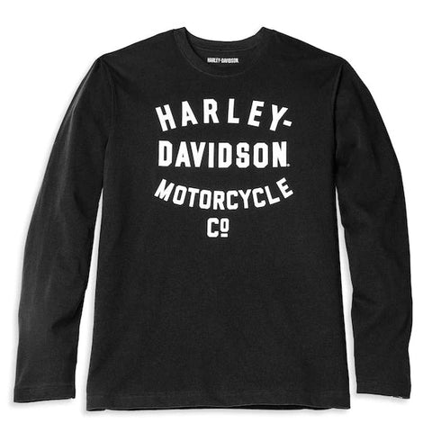 Harley-Davidson Men's Racer Font Motorcycle Co. Long Sleeve Graphic Tee, 96022-22VM (front)