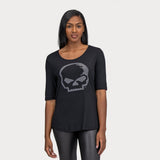 Harley-Davidson Women's Wille G Skull Rhinestone T-Shirt, 96250-22VW (LIFESTYLE)