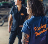 Harley-Davidson Women's Final Lap Chainstitch Shirt, 96663-22VW. (Lifestyle 1)