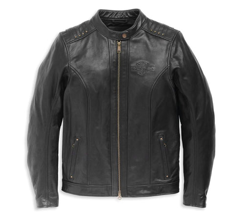 Harley-Davidson Electra Mandarin Collar Studded Leather Jacket