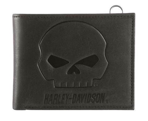 Harley-Davidson Men's Outsider Skull Bi-Fold Leather Wallet