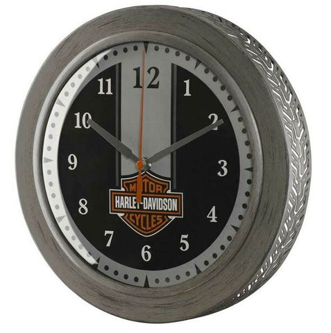 Harley-Davidson Custom Metal Tire Tread Bar & Shield Clock - 12 inch HDX-99176