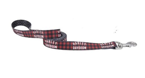 Harley-Davidson® Muscle Dog Leash | Plaid & Grey Bar & Shield® - H3096HPLG06