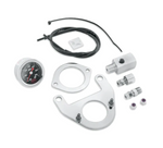 Harley-Davidson Oil Pressure Gauge Kit - 75133-99.  Check your oil pressure at a glance with this oil-filled pressure gauge kit, specifically designed to look good, fit right, and perform properly on your Twin Cam-equipped motorcycle. The custom mounting brackets have been polished and chrome-plated to rigid Harley-Davidson® standards and the gauge offers premium reliability.
