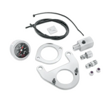 Harley-Davidson Oil Pressure Gauge Kit - 75133-99.  Check your oil pressure at a glance with this oil-filled pressure gauge kit, specifically designed to look good, fit right, and perform properly on your Twin Cam-equipped motorcycle. The custom mounting brackets have been polished and chrome-plated to rigid Harley-Davidson® standards and the gauge offers premium reliability.