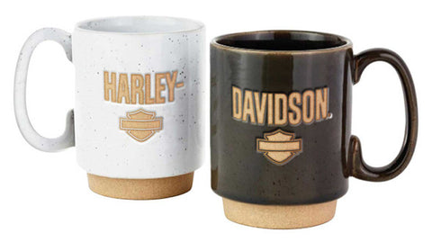 Harley-Davidson Stackable Bar & Shield Logo Ceramic Mug Set | Set of Two - HDX-98638